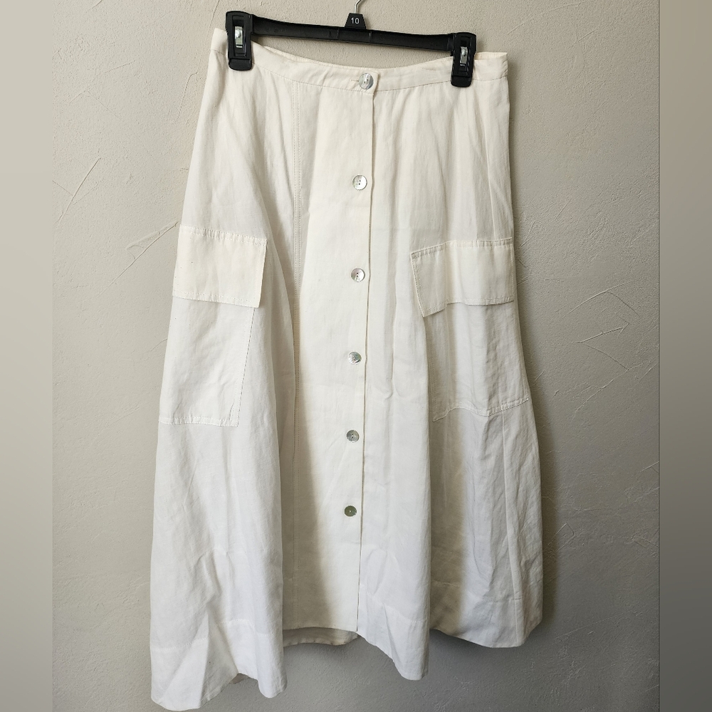 Vince Cream A-Line Button Skirt